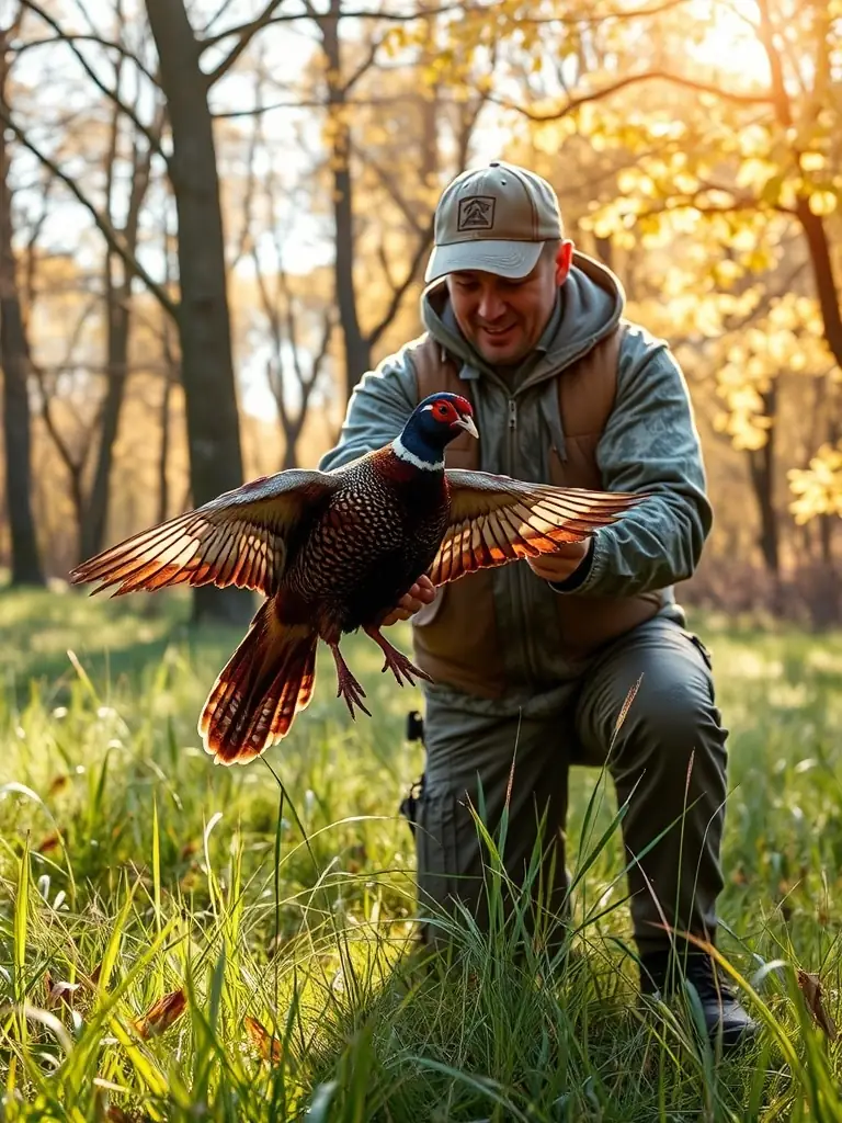A close-up photograph of a game warden releasing a tagged deer back into the Fleac forest, showcasing the organization's commitment to wildlife monitoring and conservation.